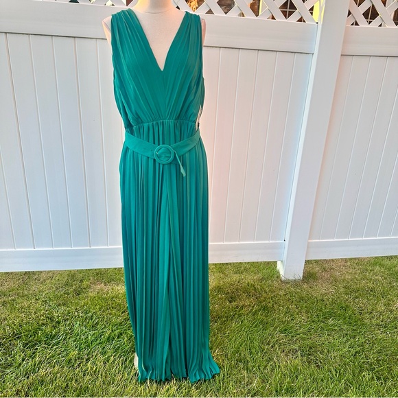 ModCloth Green Discotheque Darling Jumpsuit Green Belted Pleated - Picture 7 of 13
